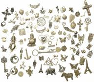 🔑 assorted antique steampunk bronze metal keys wings gear cog wheel, chains, charms diy kits - 100g logo