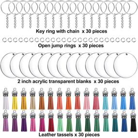 img 2 attached to 🔑 Duufin 120 Pcs Acrylic Keychain Blanks Set: Clear Circle Blanks, Rings, Tassels & Jump Rings for DIY Crafts