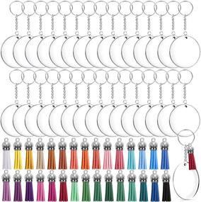 img 4 attached to 🔑 Duufin 120 Pcs Acrylic Keychain Blanks Set: Clear Circle Blanks, Rings, Tassels & Jump Rings for DIY Crafts