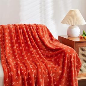 img 1 attached to 🎄 Cozy up to Winter: Festive Christmas Throw Blankets - Red Snowflake Design for Couch, Sofa, and Bed