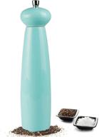 🌿 macron blue 10-inch beech wooden salt or pepper grinder with adjustable ceramic rotor - stylish wood pepper grinder for your kitchen logo