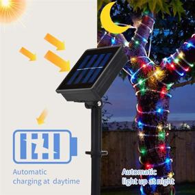 img 3 attached to 🌞 Enhance Your Outdoor Space with Solar Rope Lights: Waterproof, Remote-controlled, 8 Modes, 33ft 100 LED RGB Tube Lights, Ideal for Decorative Lighting - 1 Pack