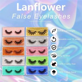 img 3 attached to 🌸 Lanflower Lashes: 10 Styles of Natural Look 3D Faux Mink False Eyelashes with Portable Boxes