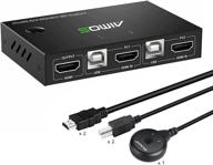 🔁 2 port hdmi kvm switch with usb hub, aimos hdmi and usb switches, uhd 4k@30hz, for sharing keyboard, mouse, and hd monitor between 2 computers, includes 2 hdmi cables and 2 usb cables logo