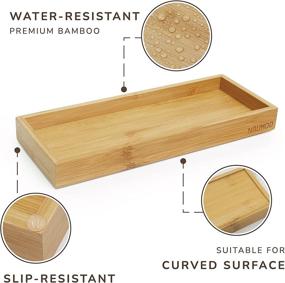 img 2 attached to NAUMOO Natural Bamboo Vanity Tray - Stylish Slip-Resistant Wooden Organizer for Bathroom, Toilet Tank and Counter Top - Spa Home and Kitchen Decor Wood Holder (Small)