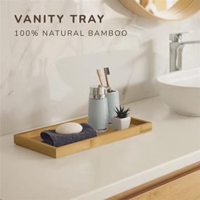 img 3 attached to NAUMOO Natural Bamboo Vanity Tray - Stylish Slip-Resistant Wooden Organizer for Bathroom, Toilet Tank and Counter Top - Spa Home and Kitchen Decor Wood Holder (Small)