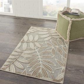 img 2 attached to 🌺 Nourison Aloha 2'8"x4' Natural Indoor/Outdoor Floral Area Rug (3'x4')