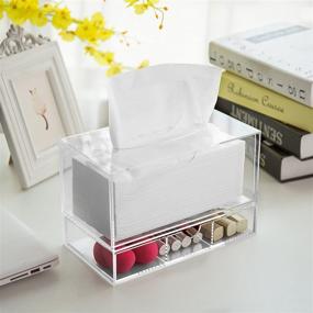 img 1 attached to Contemporary Acrylic Countertop Storage Drawer with Convenient Tissue Dispenser - Versatile Cosmetic Organizer Box