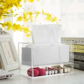 img 2 attached to Contemporary Acrylic Countertop Storage Drawer with Convenient Tissue Dispenser - Versatile Cosmetic Organizer Box