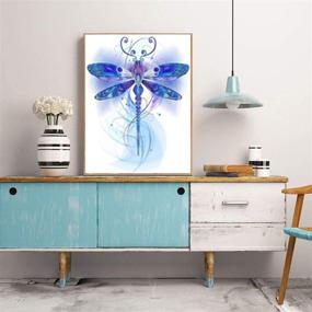 img 1 attached to 🐉 SKRYUIE 5D Diamond Painting Blue Dragonfly Kit: Full Drill, DIY Rhinestone Craft Set 30x40cm