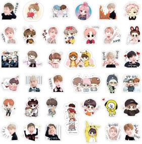 img 2 attached to 🎵 BTS Stickers: 80Pcs Kpop Cut Vinyl Decals for Laptop, Luggage, iPhone, Car & More - Waterproof Stickers for Kids, Girls, Boys