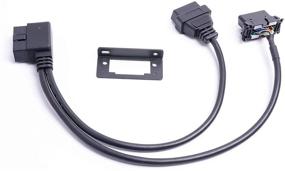 img 3 attached to 🔌 OBD II OBD2 16-контактный розжиг-разветвитель Y-кабель — универсальный дизайн прямого угла, 1 мужской к 2 женским, совместим с GPS, включает кронштейн под панелью.