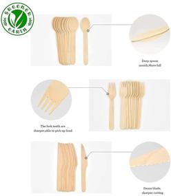 img 1 attached to 🌿 50 Guest Pack of Eco-Friendly Tableware - Compostable Sugarcane Fiber & Wooden Microvavable Cutlery Set - Biodegradable Disposable Combo for Outdoor Events, BBQs, and Parties (Natural)