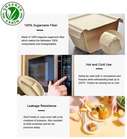 img 2 attached to 🌿 50 Guest Pack of Eco-Friendly Tableware - Compostable Sugarcane Fiber & Wooden Microvavable Cutlery Set - Biodegradable Disposable Combo for Outdoor Events, BBQs, and Parties (Natural)