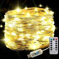 🔌 waterproof usb fairy lights for bedroom - 33ft 100 leds bendable warm white decoration string lights with remote control, 8 blinking modes, 5 brightness levels, and timer логотип