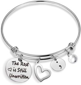 img 4 attached to Semicolon Bracelet: Mental Health, Suicide Awareness & Inspirational Jewelry | The Rest is Still Unwritten Writer Bracelet - The Rest Unwritten BR