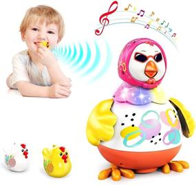 img 4 attached to 🐔 VATOS Детские музыкальные игрушки - Интерактивная танцующая курица с 2 куриными свистками, светом и звуками для развивающего обучения, дети от 1 до 3 лет - мальчики и девочки
