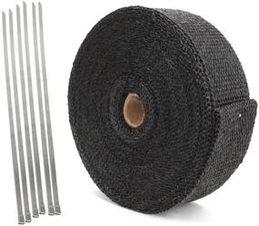 img 4 attached to ALAVENTE 2-inch x 50-inch Black Exhaust Heat Wrap Roll Pipe Motorcycle Heat Shield Tape Heat Protection Insulation Tape Turbo Wrap with 6 Stainless Locking Ties - Turbo Heat Wrap for Enhanced Engine Performance