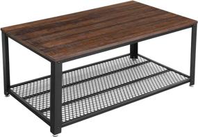 img 3 attached to Modern Rustic VASAGLE Coffee Table with Steel Frame, Mesh Storage Shelf, and Rustic Dark Brown Finish – 41.8 x 23.7 x 17.7 Inches