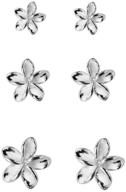 🌸 set of 3 sterling silver tiny flower stud earrings for women and girls - cute cartilage 20g studs, tragus post pin hypoallergenic piercing body jewelry - perfect gifts for christmas, valentine's day, birthdays logo