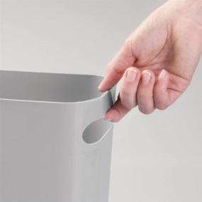 img 1 attached to 🗑️ mDesign Aura Collection Gray Plastic Small Trash Can - 1.5 Gallon/5.7 Liter Bins with Handles for Bathroom, Kitchen, Home Office - Waste and Recycling Container - 10" H