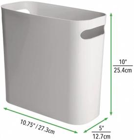 img 2 attached to 🗑️ mDesign Aura Collection Gray Plastic Small Trash Can - 1.5 Gallon/5.7 Liter Bins with Handles for Bathroom, Kitchen, Home Office - Waste and Recycling Container - 10" H
