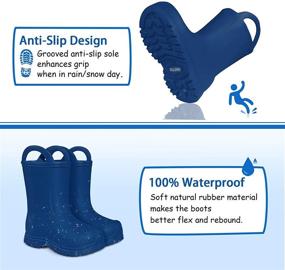 img 1 attached to 👦 ALLWIN Kids Toddlers Rain Boots, Waterproof Slip-On Shoes with Easy-On Handles, Lightweight Rain Boots for Boys and Girls