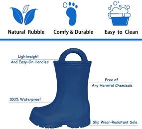 img 3 attached to 👦 ALLWIN Kids Toddlers Rain Boots, Waterproof Slip-On Shoes with Easy-On Handles, Lightweight Rain Boots for Boys and Girls