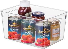 img 2 attached to 🗄️ EAMAOTT Clear Plastic Storage Bins for Kitchen Food Pantry Refrigerator Bathroom - Set of 4, Transparent Container Organizer with Cutout Handles, BPA Free - 11” x 8” x 6”