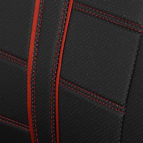 img 2 attached to 🚗 Season Guard Adventurer Automotive Car Seat Covers: 3D Semi-Custom Luxury Faux Leather, Black with Red Accent - Universal Fit for Cars, Trucks, Vans, SUVs