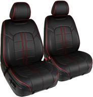 🚗 season guard adventurer automotive car seat covers: 3d semi-custom luxury faux leather, black with red accent - universal fit for cars, trucks, vans, suvs logo