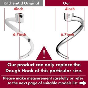 img 2 attached to High-Quality Polished Stainless Steel Spiral Dough Hook for KitchenAid 5/6/7 Qt Bowl Lift Stand Mixers – Coating-Free & Dishwasher Safe Paddle Attachment