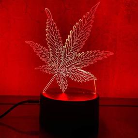 img 3 attached to 🍁 Optical Visual Illusion Marijuana Leaf 3D LED Table Lamp for Home Decor Lighting - Cannabis Weed Night Light