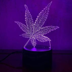 img 2 attached to 🍁 Optical Visual Illusion Marijuana Leaf 3D LED Table Lamp for Home Decor Lighting - Cannabis Weed Night Light