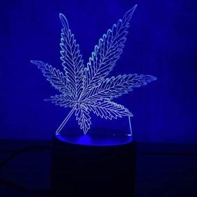 img 1 attached to 🍁 Optical Visual Illusion Marijuana Leaf 3D LED Table Lamp for Home Decor Lighting - Cannabis Weed Night Light