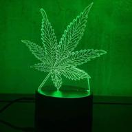 🍁 optical visual illusion marijuana leaf 3d led table lamp for home decor lighting - cannabis weed night light логотип