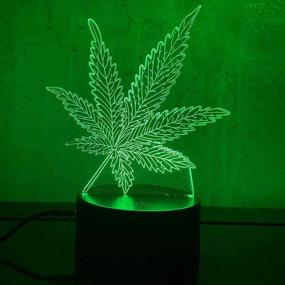 img 4 attached to 🍁 Optical Visual Illusion Marijuana Leaf 3D LED Table Lamp for Home Decor Lighting - Cannabis Weed Night Light