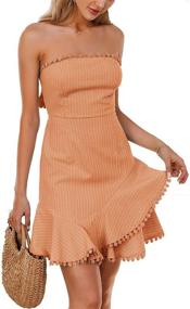 img 1 attached to 👗 BerryGo Women's Strapless Ruffle Striped Dress - Trendy Fashion for Women