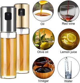 img 3 attached to 🍶 Refillable Multifunction Olive Oil Sprayer Set with Clean Brush - 2 Count. Made of Food-Grade Glass & Stainless Steel. Ideal for Cooking, Baking, Roasting, Grilling