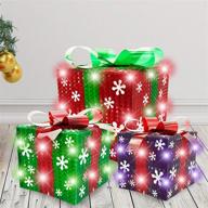 🎁 sparkling festive decor set of 3 lighted gift boxes for christmas indoor and outdoor logo