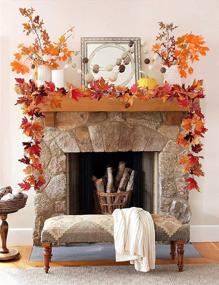 img 1 attached to 🍁 2-Pack Artificial Fall Garland Maple Leaf Decorations for Home, Fireplace, Front Door - 6ft Foliage Mantle Vine | Thanksgiving Decor, Fall Décor