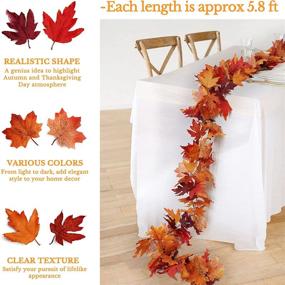 img 3 attached to 🍁 2-Pack Artificial Fall Garland Maple Leaf Decorations for Home, Fireplace, Front Door - 6ft Foliage Mantle Vine | Thanksgiving Decor, Fall Décor
