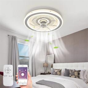 img 4 attached to 🔌 Modern 20in Flush Mount Ceiling Fan: Light Remote & APP Control, Mute 3 Speeds, Low Profile Dimmable, 3-Color Changeable for Kids Room,Bedroom,Kitchen,Office,White,GM-F28