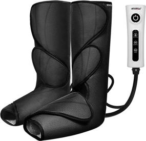 img 4 attached to 🦶 CINCOM Portable Handheld Controller Leg Massager - Foot Calf Air Compression Leg Wraps with 2 Modes & 3 Intensities (Black)