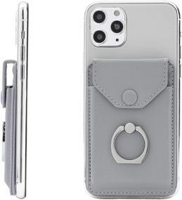 img 4 attached to 📱 YUNCE RFID Card Holder with Ring Stand: Stick-on Wallet for iPhone, Android, and All Smartphones - Light Grey