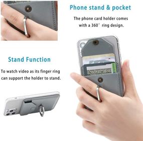 img 2 attached to 📱 YUNCE RFID Card Holder with Ring Stand: Stick-on Wallet for iPhone, Android, and All Smartphones - Light Grey