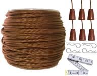 👑 premium y-axis roll of 60 yards 2.0mm light brown (bronze) braided nylon lift shade cord with 6-pack brown wood cord knobs + soft tape: high-quality cord for smooth shade lifting logo