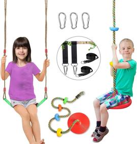 img 4 attached to 🌳 Enhance Outdoor Fun with 2-Pack Swing Set for Kids: Swings, Climbing Rope, and More!