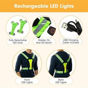 img 3 attached to 🔦 Beacon Mount 2-in-1 LED Reflective Vest: Ultimate Safety Straps for Night Running, Jogging, Cycling. USB Rechargeable Lights. One Size Fits All Adults & Kids