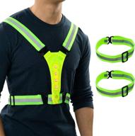 🔦 beacon mount 2-in-1 led reflective vest: ultimate safety straps for night running, jogging, cycling. usb rechargeable lights. one size fits all adults & kids логотип